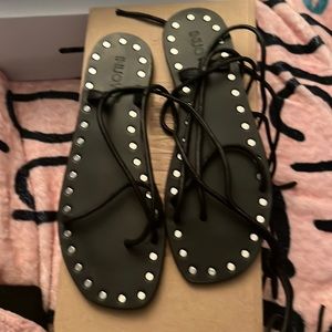 Black Sued Sandals